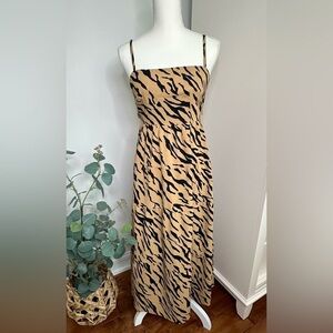 Endless Blu Zebra Print Tie Back Maxi Dress Size Small